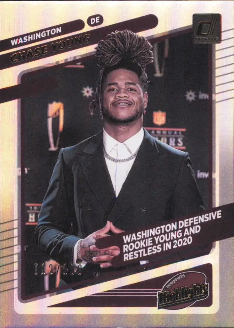 2021 Panini Donruss Highlights Holo /100 HI-21 Chase Young Washington Commanders - Football Card Single