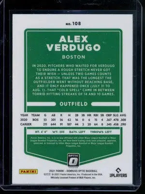 2021 Panini Donruss Optic Alex Verdugo #108 Baseball - Baseball Card Single