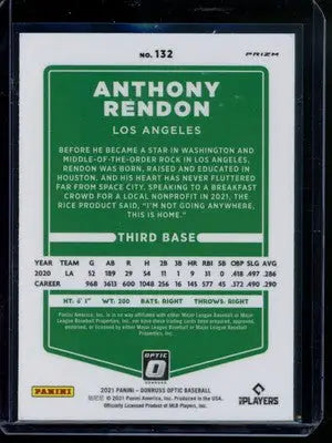 2021 Panini Donruss Optic Anthony Rendon #132 Carolina Blue Baseball - Baseball Card Single