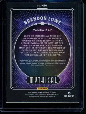 2021 Panini Donruss Optic Brandon Lowe #M10 Baseball - Baseball Card Single