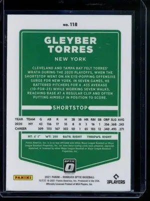 2021 Panini Donruss Optic Gleyber Torres #118 Baseball - Baseball Card Single