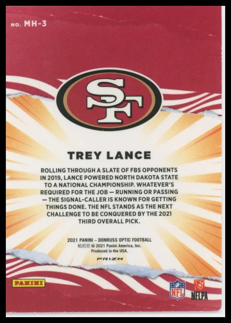 2021 Panini Donruss Optic My House Trey Lance Rookie #MH-3 San Francisco 49ers
