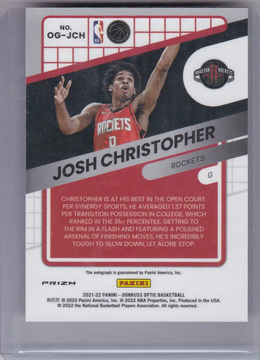 2021 PANINI DONRUSS OPTIC #OG-JCH JOSH CHRISTOPHER AUTO- HOUSTON ROCKETS - Basketball Card Single