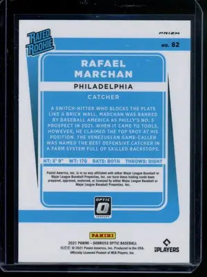 2021 Panini Donruss Optic Rafael Marchan #82 Baseball - Baseball Card Single