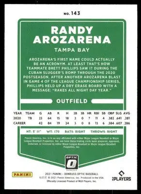 2021 Panini Donruss Optic Randy Arozarena #143 Baseball - Baseball Card Single