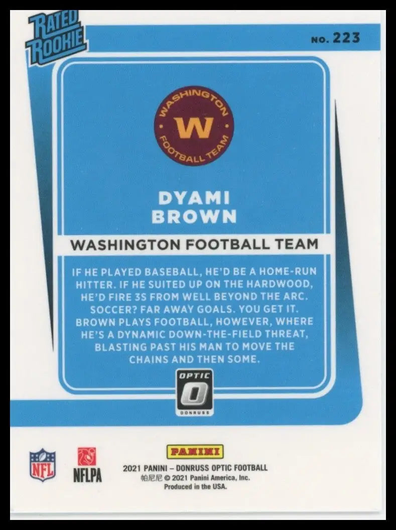 2021 Panini Donruss Optic - Rated Rookie Dyami Brown #223 (RC) - Football Card Single