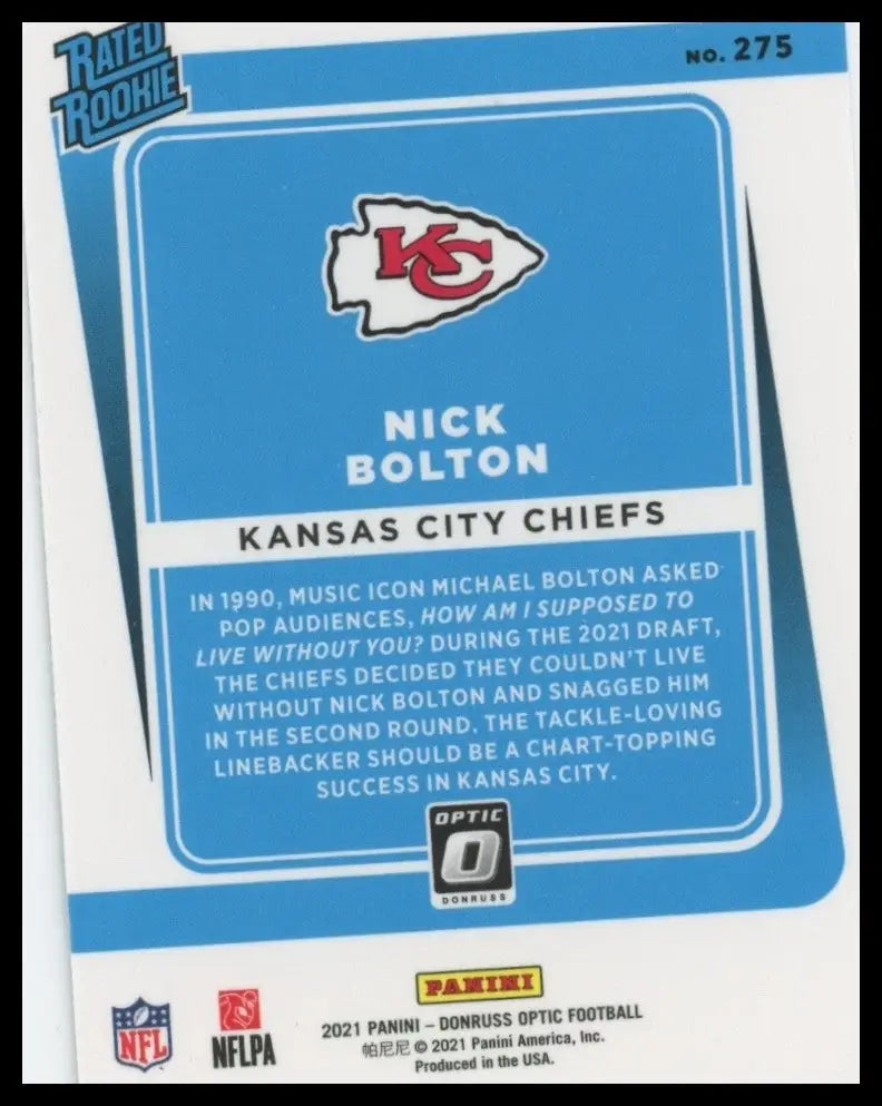 2021 Panini Donruss Optic - Rated Rookie Nick Bolton #275 (RC) - Football Card Single