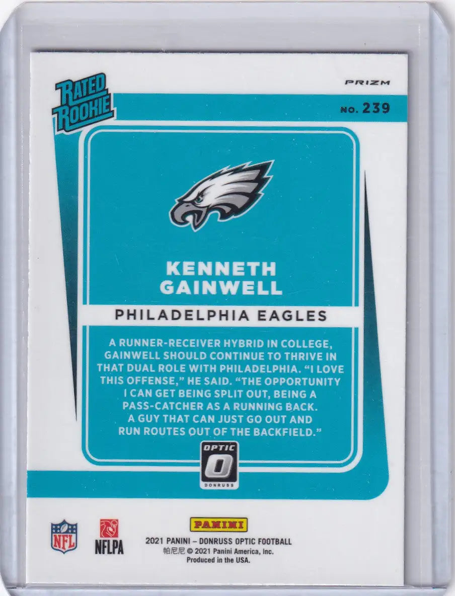 2021 Panini Donruss Optic Red Hyper #239 Kenneth Gainwell - Eagles - Football Card Single