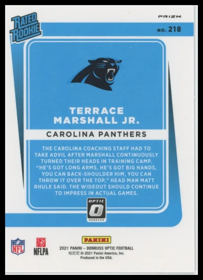2021 Panini Donruss Optic Red Mojo Terrance Marshall Jr Rookie #218 Panthers