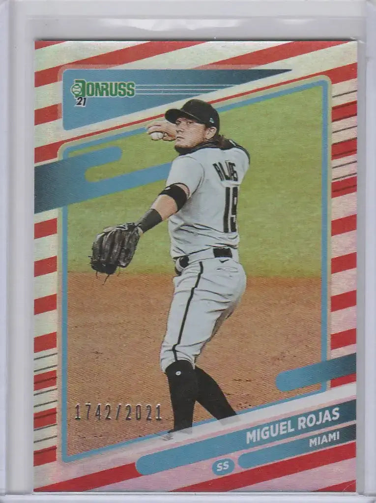 2021 Panini Donruss Red Stripe #210 Miguel Rojas Miami Marlins 1742/2021