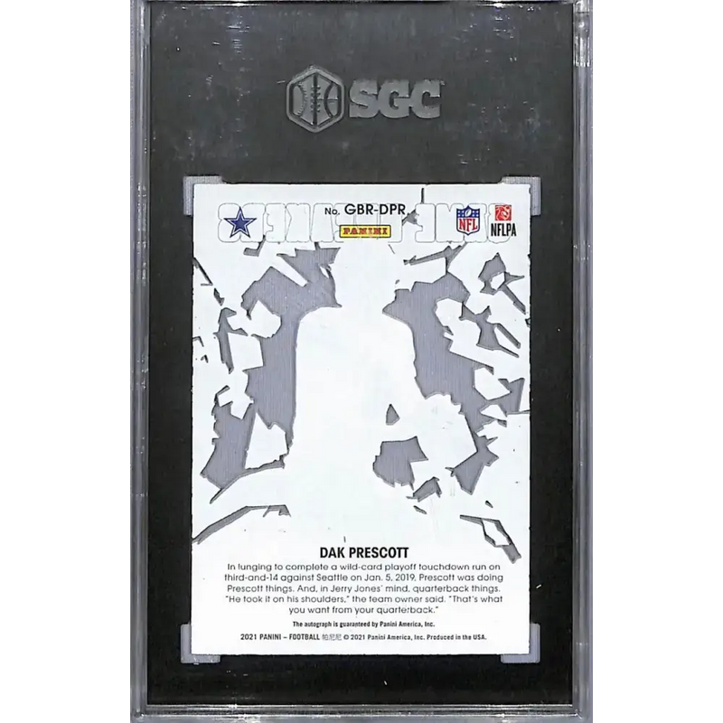 2021 Panini Game Breakers #GBR-DPR Dak Prescott SGC 9.5 MINT+ Auto 7/50 Dallas Cowboys - Football Card Single