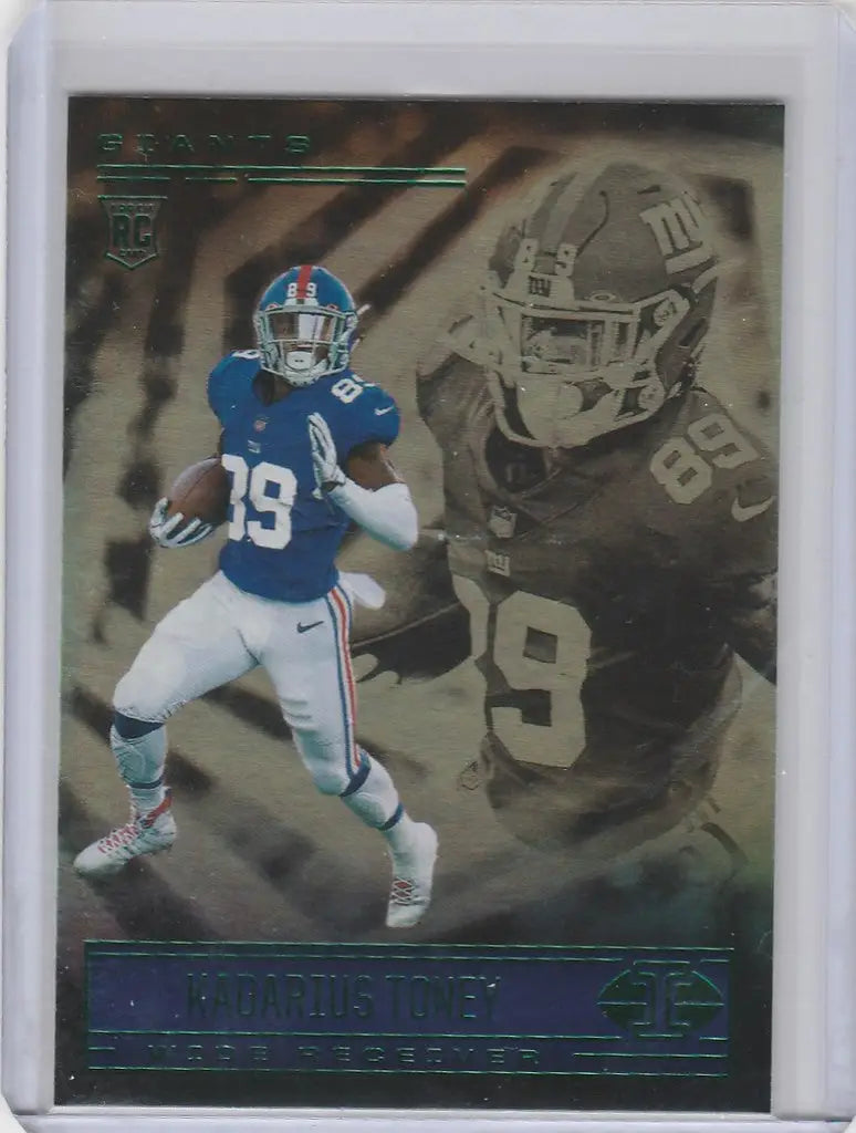 Football trading card of Kadarius Toney in blue jersey for Panini Illusions New York Giants