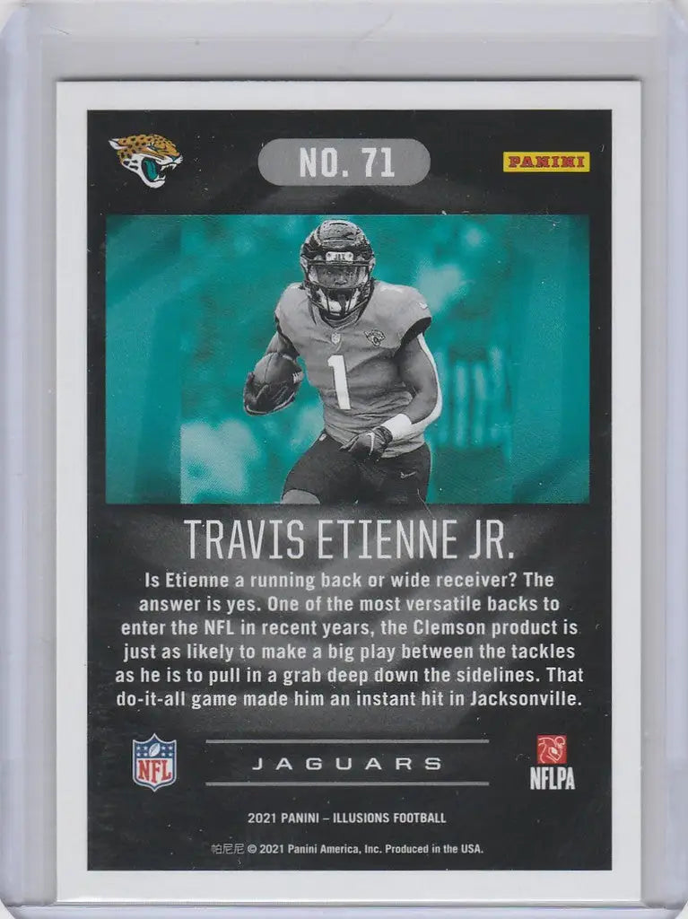 Travis Etienne Jr Jacksonville Jaguars football trading card from Panini Illusions