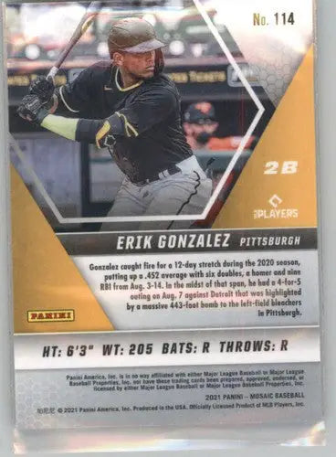 2021 Panini Mosaic #114 Erik Gonzalez NM-MT Pirates ID:45034 - Baseball Card Single