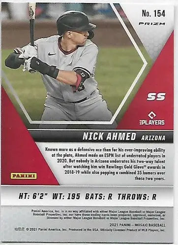 2021 Panini Mosaic Mosaic #154 Nick Ahmed NM-MT Diamondbacks - Baseball Card Single