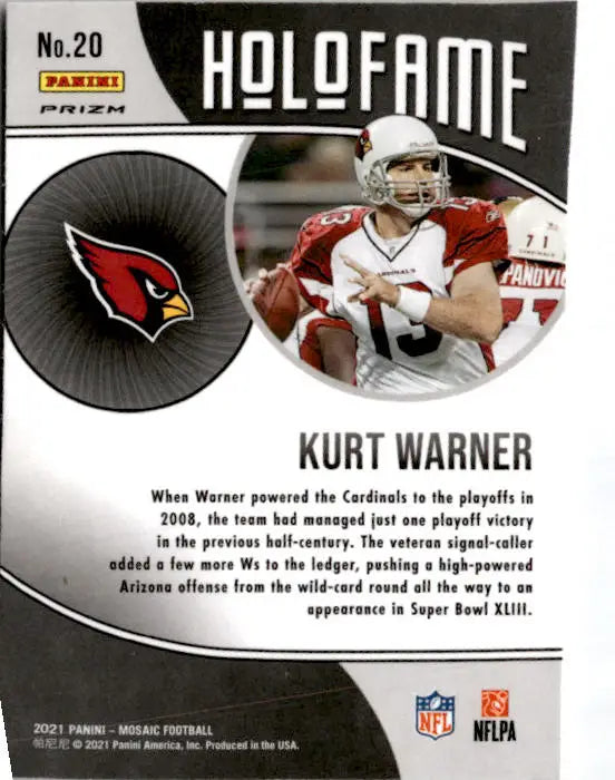 2021 Panini Mosaic #20 Kurt Warner HoloFame Mosaic Green - Football Card Single