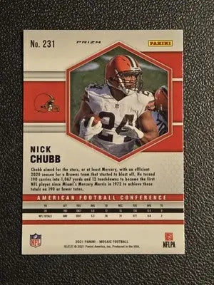 2021 Panini Mosaic #231 Nick Chubb Prizm Reactive Blue - Football Card Single