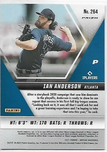 Ian Anderson baseball card from Panini Mosaic 2021 rookie series featuring original gloss
