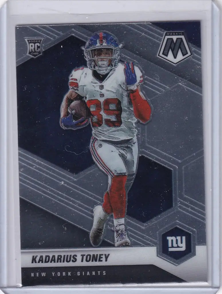 Football trading card of Kadarius Toney running for the New York Giants in Panini Mosaic
