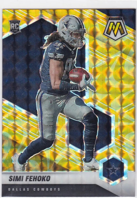 Simi Fehoko RC Yellow Prizm Dallas Cowboys football card from 2021 Panini Mosaic