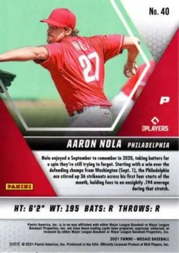 2021 Panini Mosaic #40 Aaron Nola NM-MT Phillies ID:45033 - Baseball Card Single