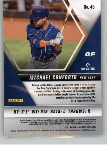 2021 Panini Mosaic Michael Conforto baseball card original gloss Mets simply Sandoval