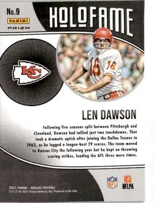 2021 Panini Mosaic #9 Len Dawson HoloFame Mosaic Green - Football Card Single