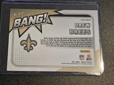 2021 Panini Mosaic #B-3 Drew Brees Bang! Mosaic Green - Football Card Single