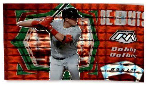 Baseball card of Bobby Dalbec from 2021 Panini Mosaic Debuts Mosaic Green set