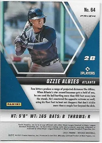 Ozzie Albies baseball card from 2021 Panini Mosaic Green sports cards collection