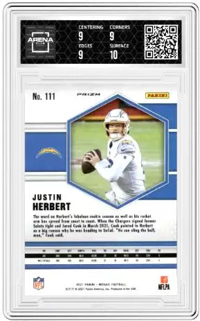 2021 Panini Mosaic Justin Herbert #111 Football Arena Club 9.5 - Football Card Single