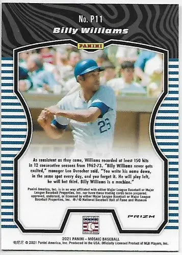 Billy Williams baseball card from 2021 Panini Mosaic Producers Mosaic Green set