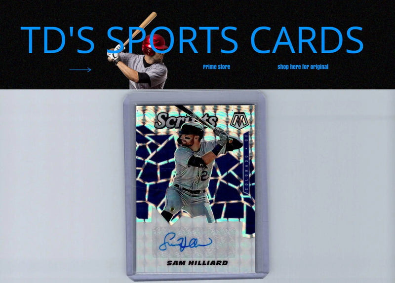 Sam Hilliard baseball card from Panini Mosaic 2021 Sam Hilliard Scripts product