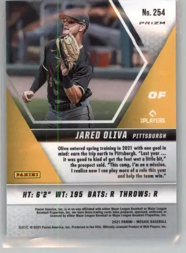 2021 Panini Mosaic Silver Prizm Jared Oliva Rookie Baseball Card with original gloss