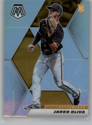 Jared Oliva baseball card with original gloss from 2021 Panini Mosaic Silver Prizm