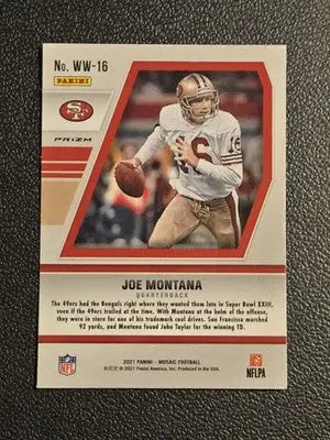 2021 Panini Mosaic #WW-16 Joe Montana Will to Win - Football Card Single