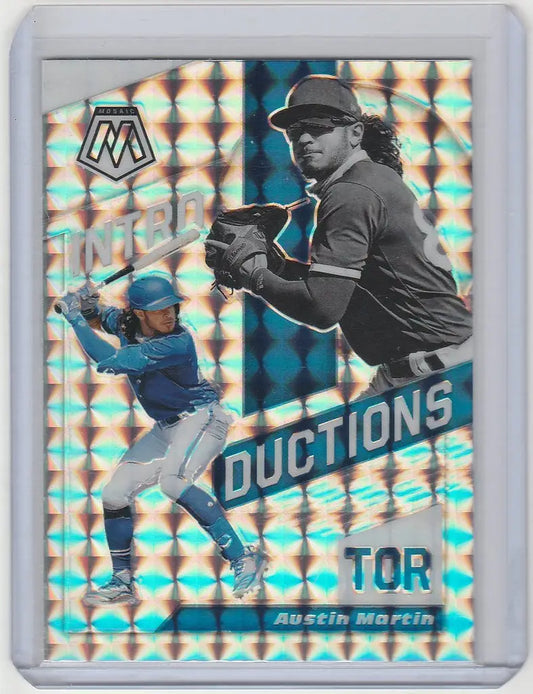 Baseball trading card of Austin Martin Toronto in a dark uniform, showcasing Silver Prizm Inductions