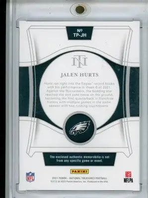 2021 Panini National Treasures Jalen Hurts #TP-JH 80/99 Football - Football Card Single
