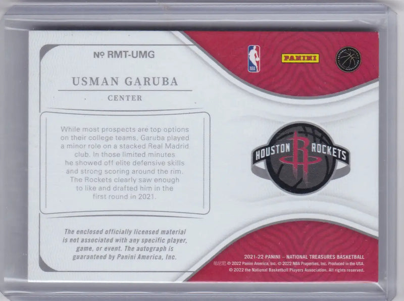 2021 PANINI NATIONAL TREASURES #RMT-UMG USMAN GARUBA RPA 78/99- HOUSTON ROCKETS - Basketball Card Single