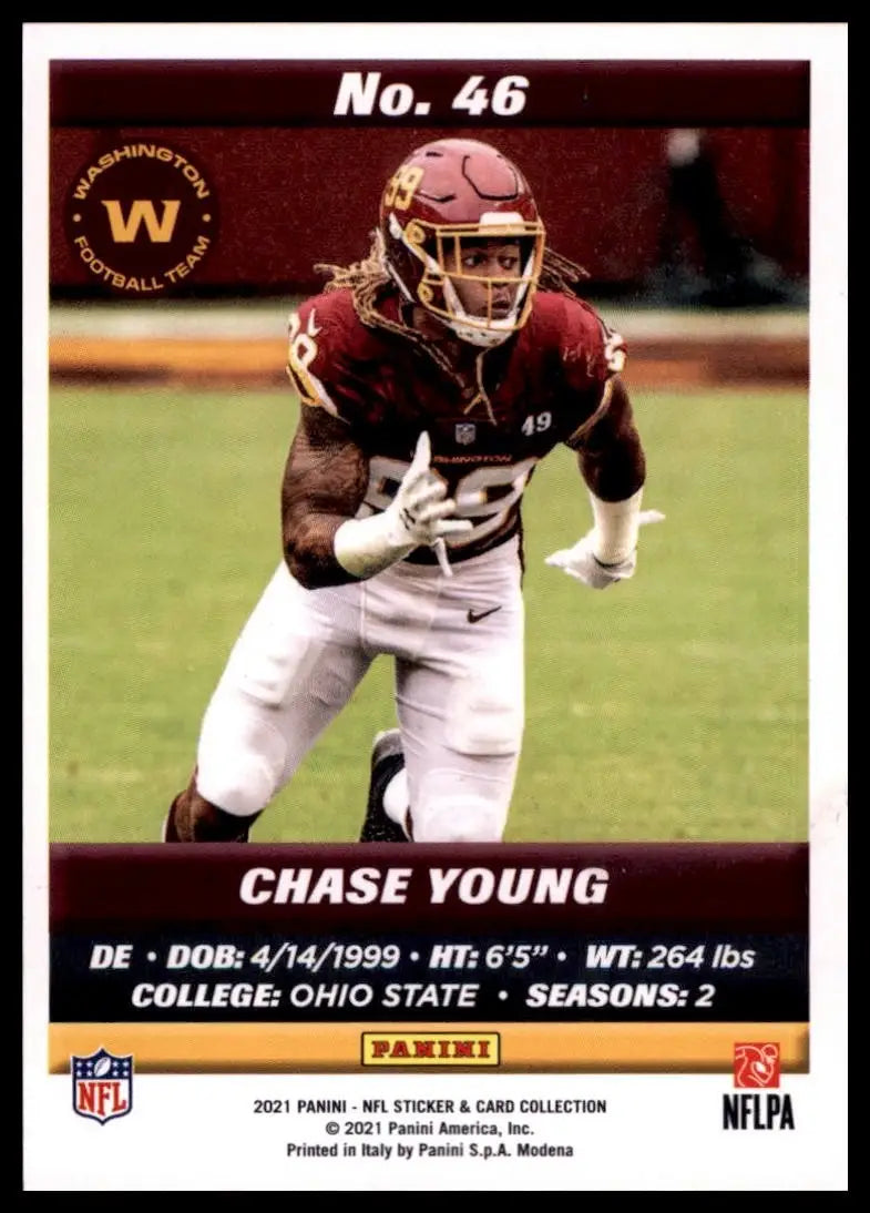 2021 Panini NFL Sticker & Card Collection - Chase Young #46 - Football Card Single