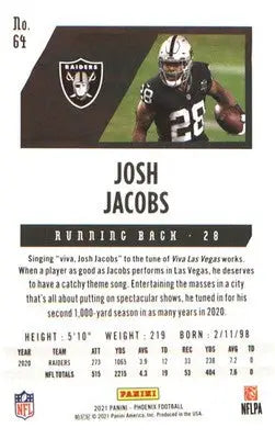 2021 Panini Phoenix Fire Burst #64 Josh Jacobs - Football Card Single