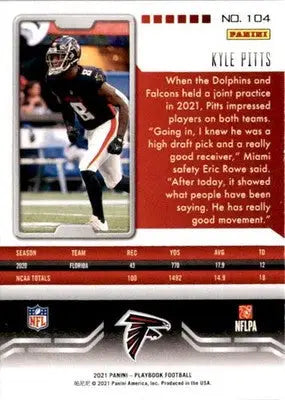 2021 Panini Playbook #104 Kyle Pitts - Football Card Single