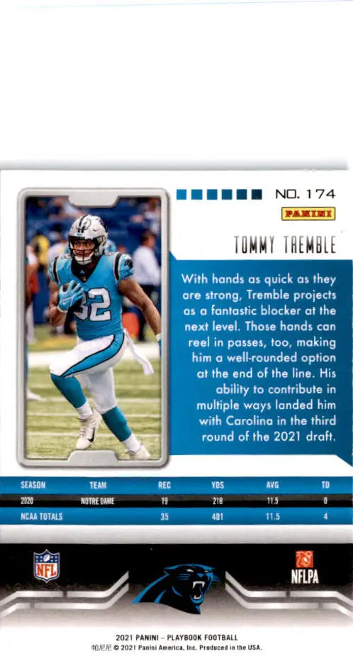 2021 Panini Playbook #174 Tommy Tremble - Football Card Single