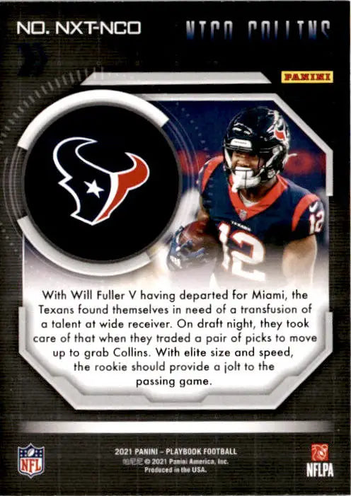 2021 Panini Playbook #NXT-NCO Nico Collins Next Up - Football Card Single