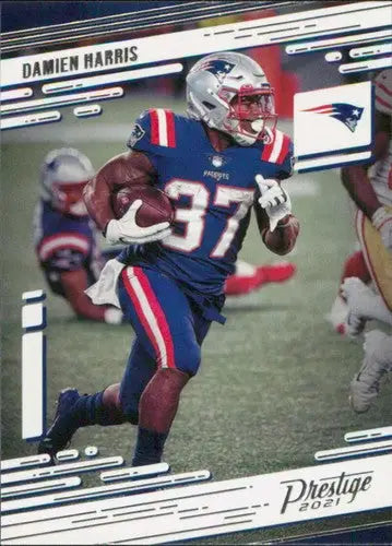 Original gloss of Damien Harris football card from 2021 Panini Prestige Patriots sports cards