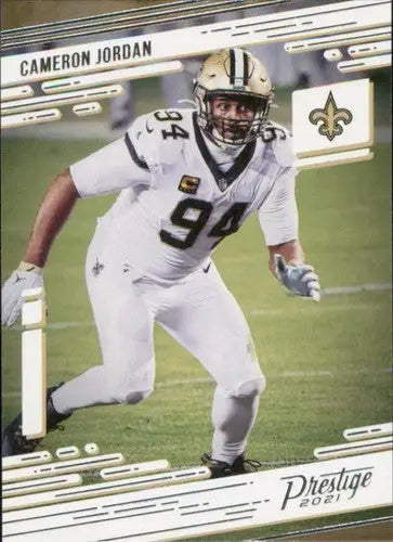 Cameron Jordan football card from 2021 Panini Prestige Saints with original gloss sports cards