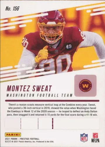 2021 Panini Prestige #156 Montez Sweat NM-MT ID:39522 - Football Card Single