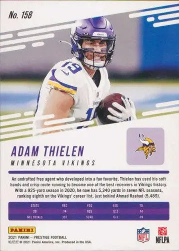 Adam Thielen football card from 2021 Panini Prestige sports cards collection