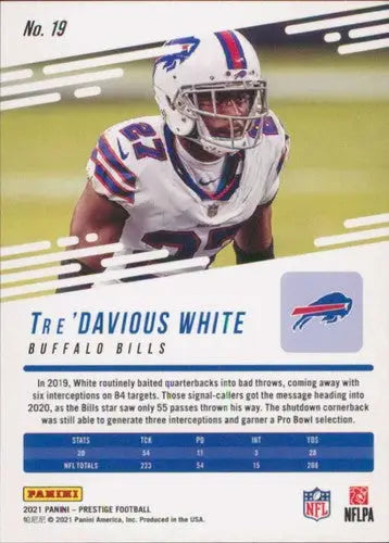 Original gloss Tre’Davious White football card from Panini Prestige 2021 Simply Sandoval series