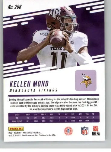 2021 Panini Prestige #206 Kellen Mond NM-MT RC Rookie Vikings - Football Card Single